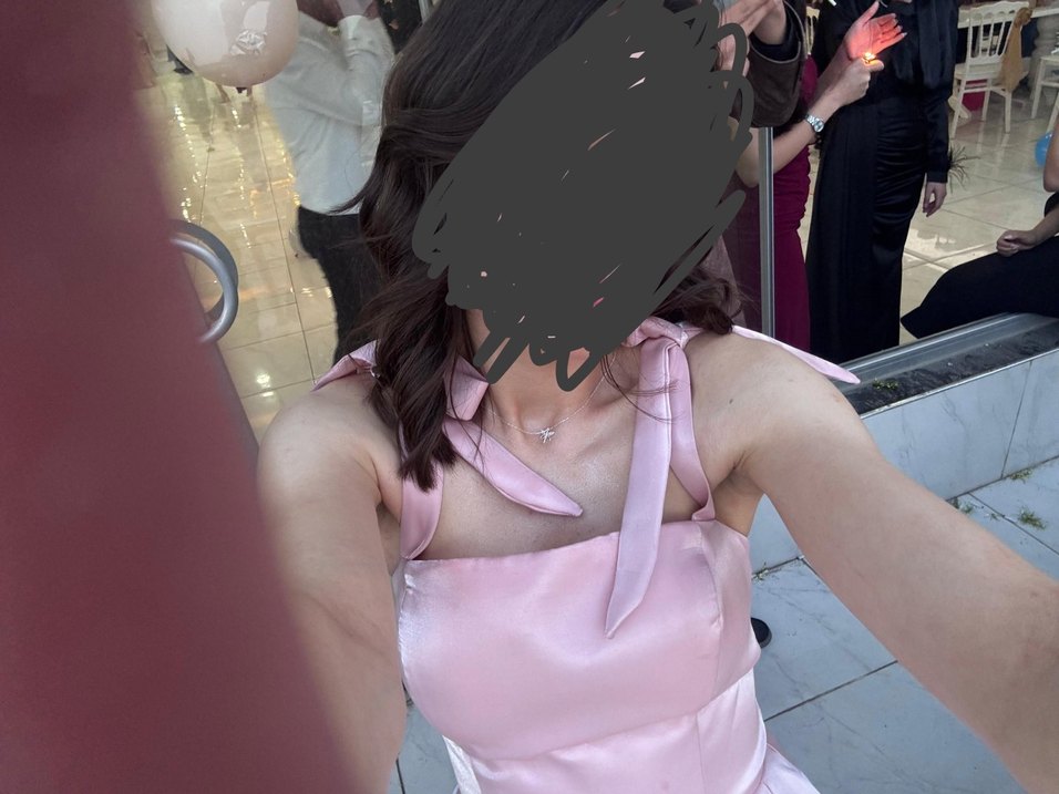 Pudra Pembe Straplez Mini Abiye Elbise - Görsel 3