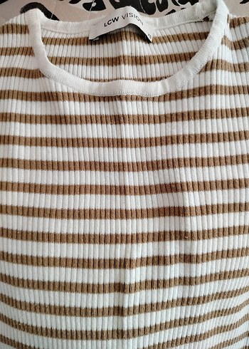 Kadın Kahverengi Çizgili Triko Sweatshirt - Görsel 2