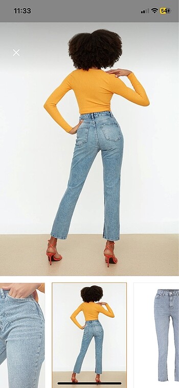 34 Beden mavi Renk yüksek bel straight jeans