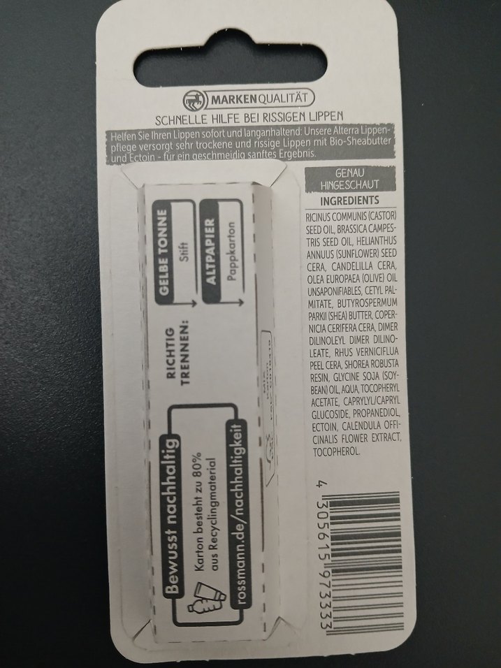 Vegan Onarıcı Dudak Bakım Kremi. Alterra - Görsel 3