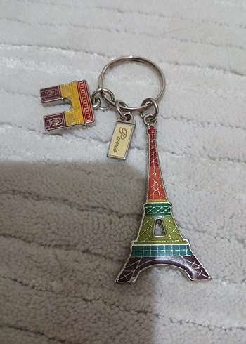 Renkli Paris Temalı Püsküllü Anahtarlık