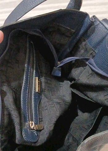 Beden Lacivert Deri Tokalı Kadın Çanta. orijinal