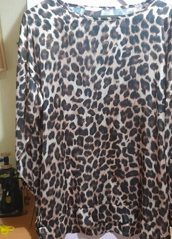 Leopar desenli tunik