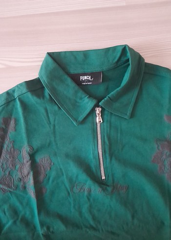 Yeşil Fermuarlı Erkek Oversize Polo Tişört - Görsel 2