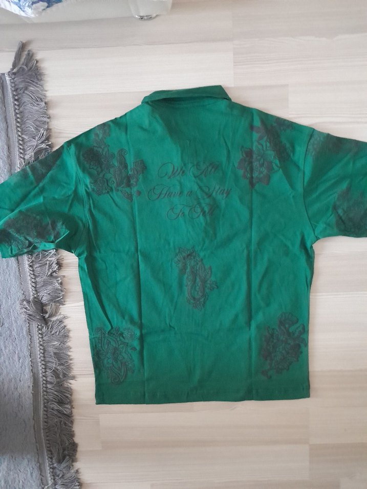 Yeşil Fermuarlı Erkek Oversize Polo Tişört - Görsel 5