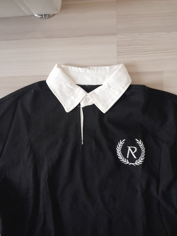 Siyah Erkek Polo Yaka Oversize Tişört - Görsel 2