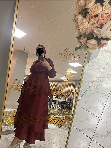 xl Beden Bordo abiye elbise