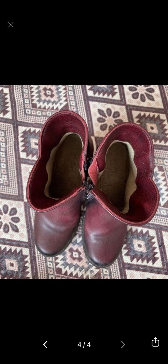 Bordo Deri Fermuarlı Kadın Bot - Görsel 4