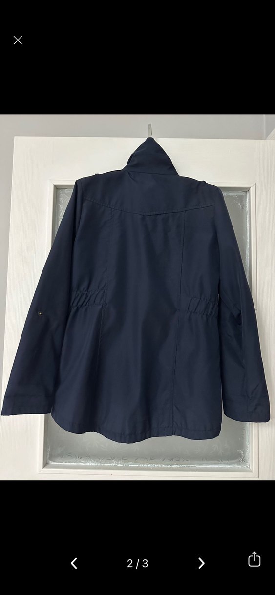 Düğmeli Lacivert Kadın trençkot - Görsel 2