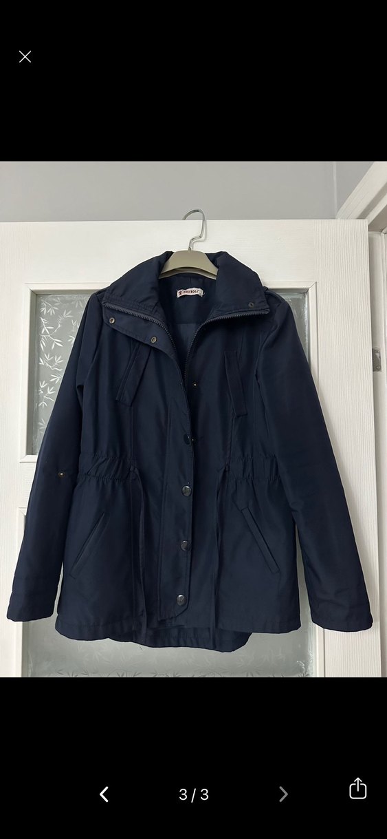 Düğmeli Lacivert Kadın trençkot - Görsel 3