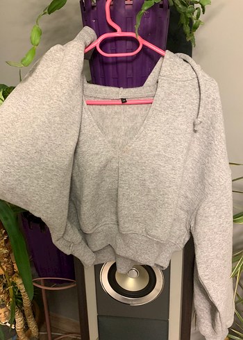 Kadın Gri Kısa Sweatshirth