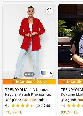 34 Beden kırmızı Renk Trendyol milla kirmizi kadin ceket