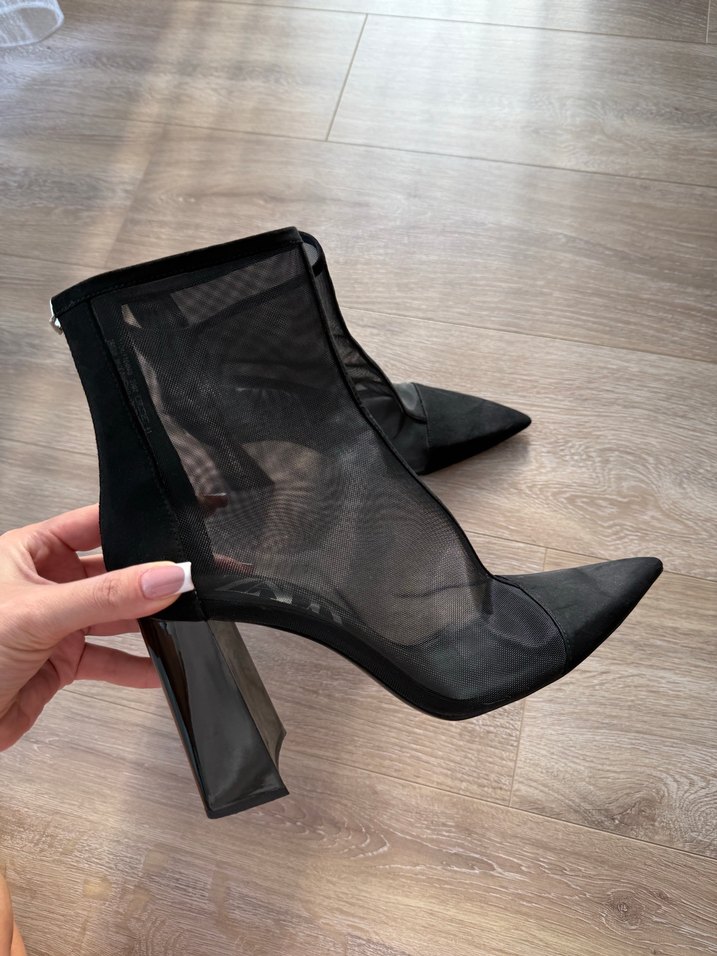 Zara Siyah Fileli İnce Topuklu Kadın Bot - Görsel 2