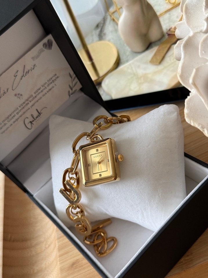 Zincir Detaylı Altın Renk GUCCİ Kadın Bileklik saat - Görsel 3