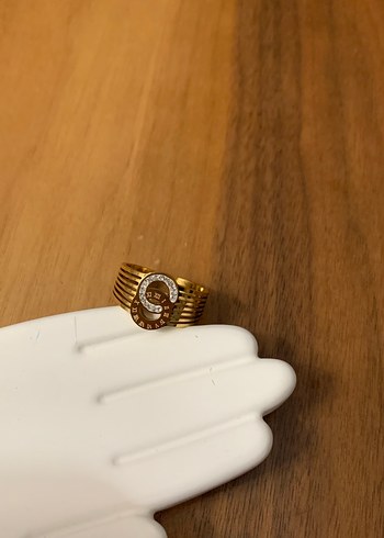 Minimalist Baskılı Altın Kadın Yüzük