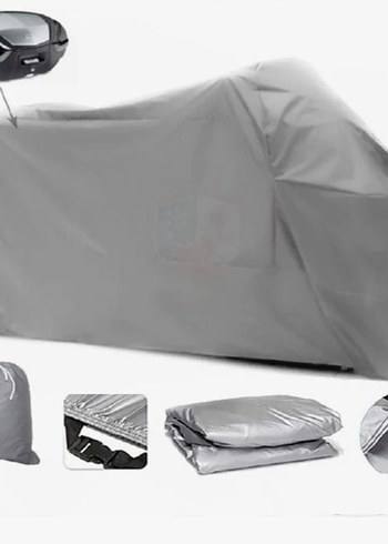 Gri Düz Desen Motorsiklet Örtüsü - Görsel 2