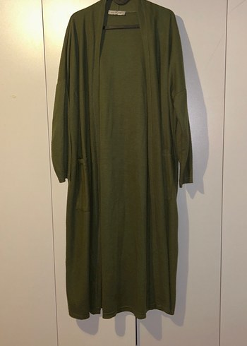 Kadın Haki Uzun Kollu Salaş Uzun Boy Sabahlık - Görsel 2