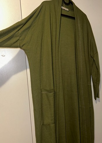 Kadın Haki Uzun Kollu Salaş Uzun Boy Sabahlık - Görsel 3