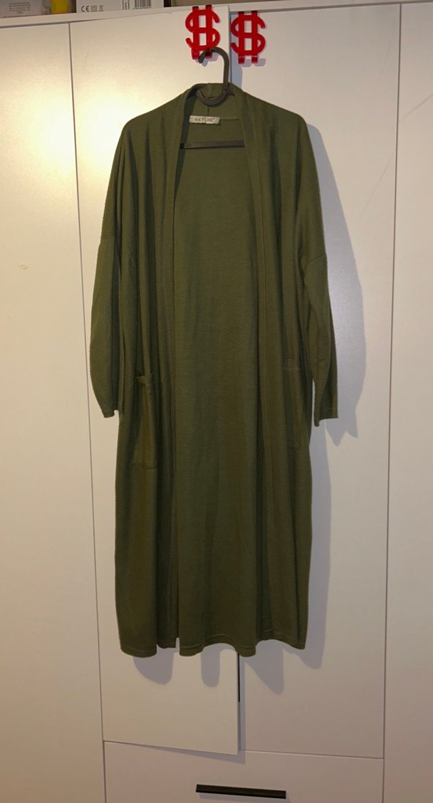 Kadın Haki Uzun Kollu Salaş Uzun Boy Sabahlık - Görsel 2