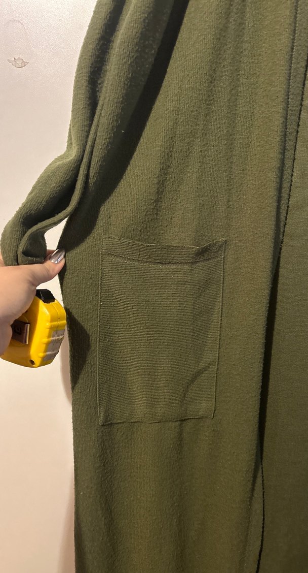 Kadın Haki Uzun Kollu Salaş Uzun Boy Sabahlık - Görsel 4