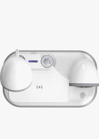 S-Link Beyaz Masa Lambası ve Dijital Saatli Şarj Ünitesi