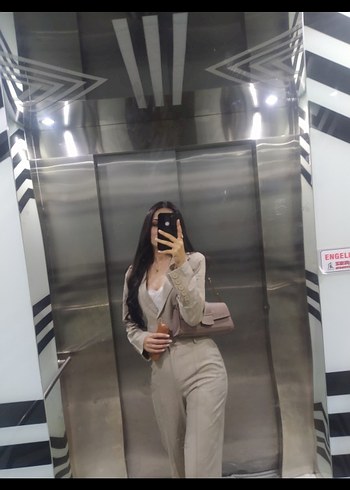 38 Beden Şeffaf Detaylı Bej Kadın Blazer