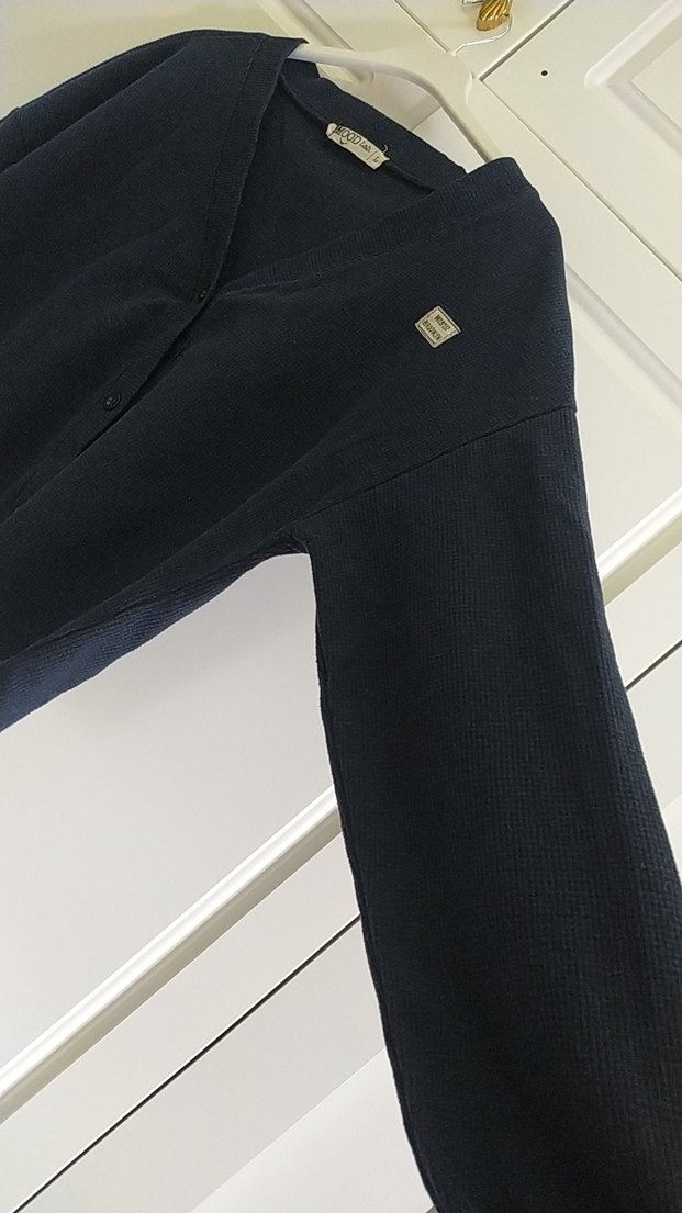 Düğmeli Lacivert V Yaka Kadın Hırka - Görsel 5