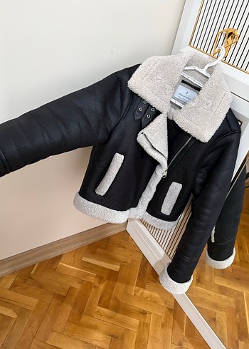 Kürk Detaylı Gri Deri Kadın Kışlık Ceket - Görsel 3