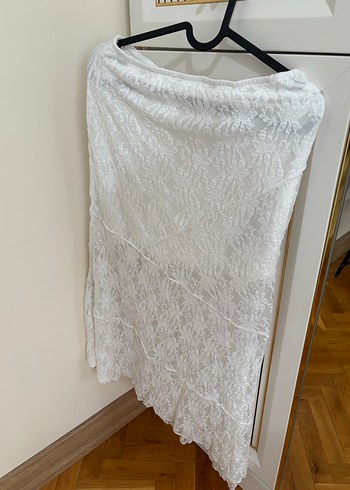 Beyaz Uzun Keten Etek - Görsel 2