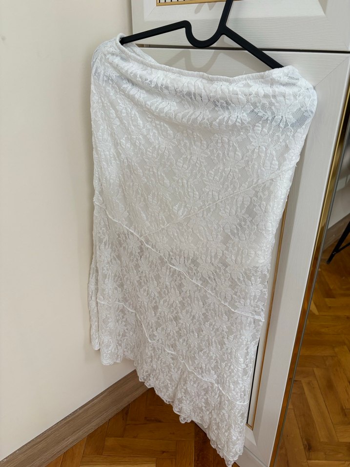 Beyaz Uzun Keten Etek - Görsel 2