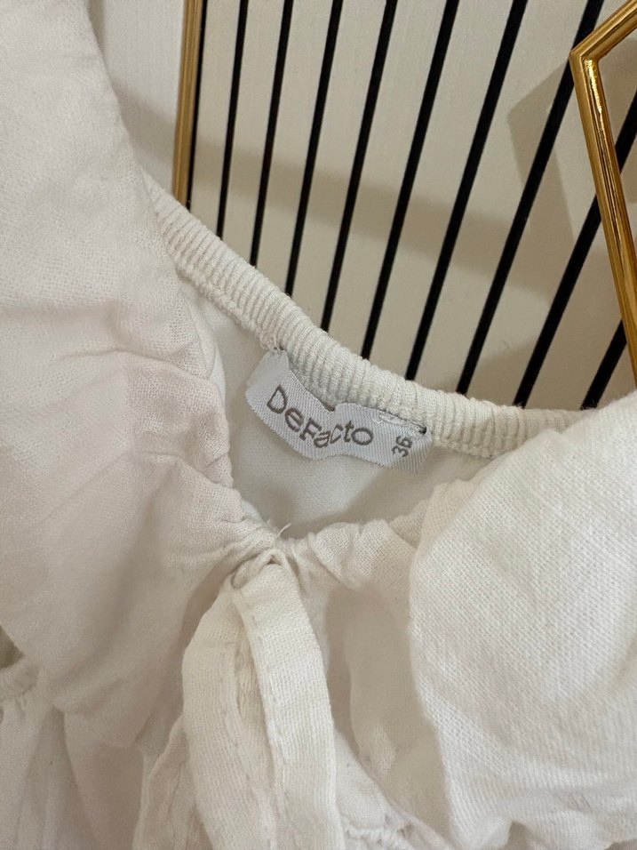 Beyaz Midi Mini Gelinlik V Yaka Bohem Stil - Görsel 3