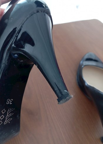 Siyah Rugan Kadın Stiletto Topuklu Ayakkabı - Görsel 4