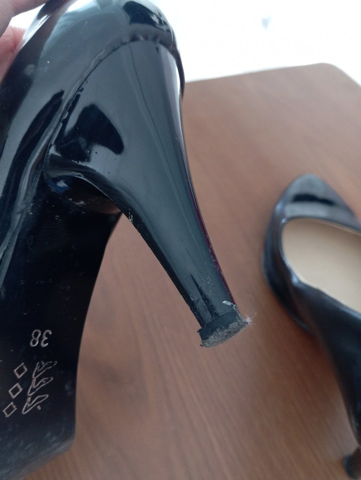 Siyah Rugan Kadın Stiletto Topuklu Ayakkabı - Görsel 4