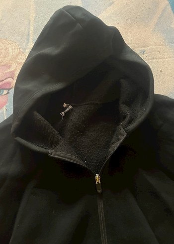 Büyük beden esnek kumaş 3 iplik siyah fermuarlı hırka - Görsel 3