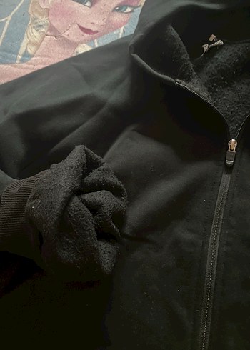 Büyük beden esnek kumaş 3 iplik siyah fermuarlı hırka - Görsel 4