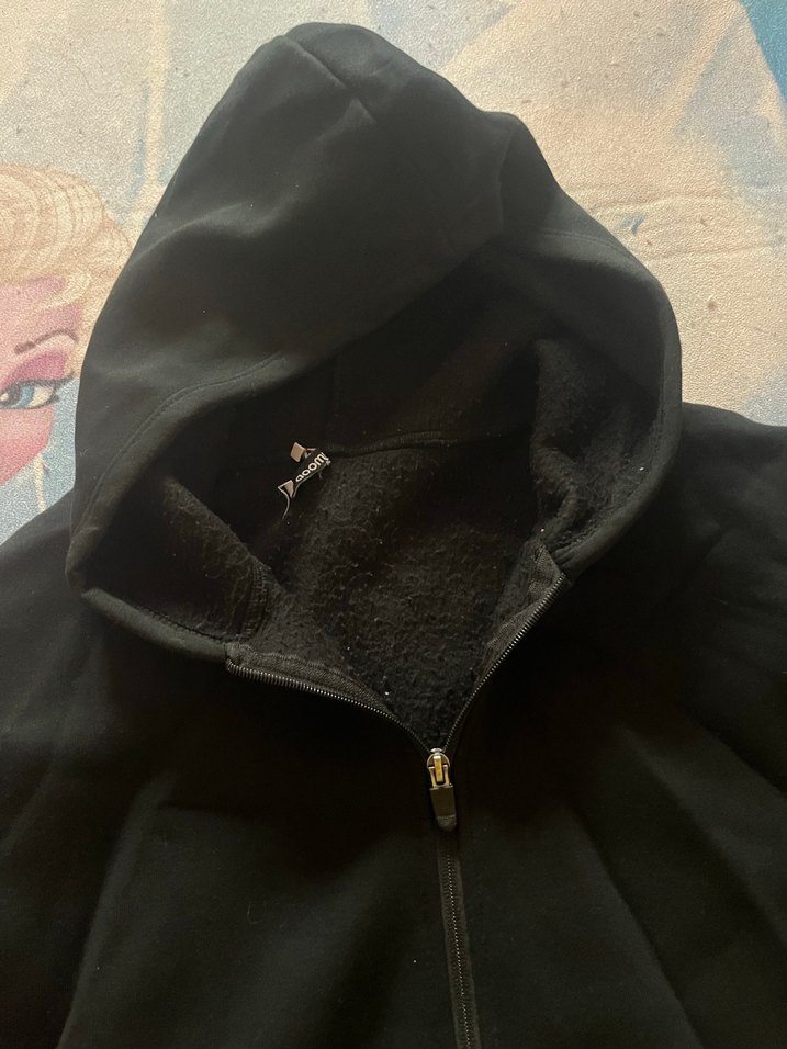 Büyük beden esnek kumaş 3 iplik siyah fermuarlı hırka - Görsel 3