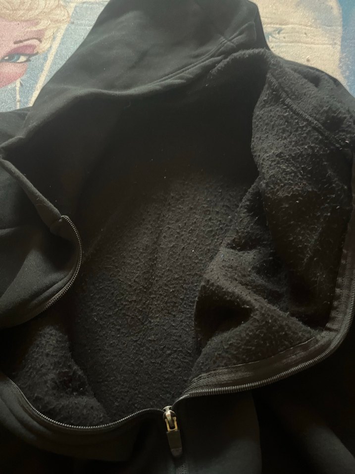 Büyük beden esnek kumaş 3 iplik siyah fermuarlı hırka - Görsel 5