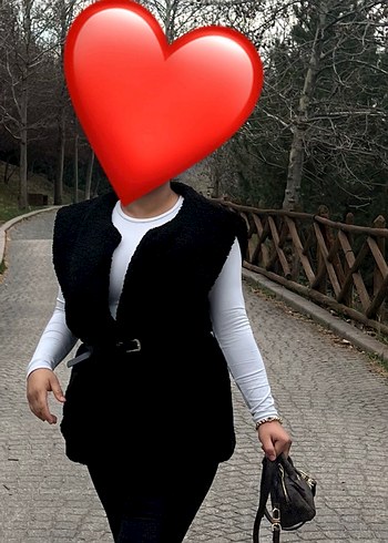 Diğer Siyah Kemerli V Yaka Kadın Yelek