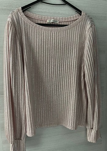 Pembe Pilili Uzun Kollu Keten Bluz - Görsel 2