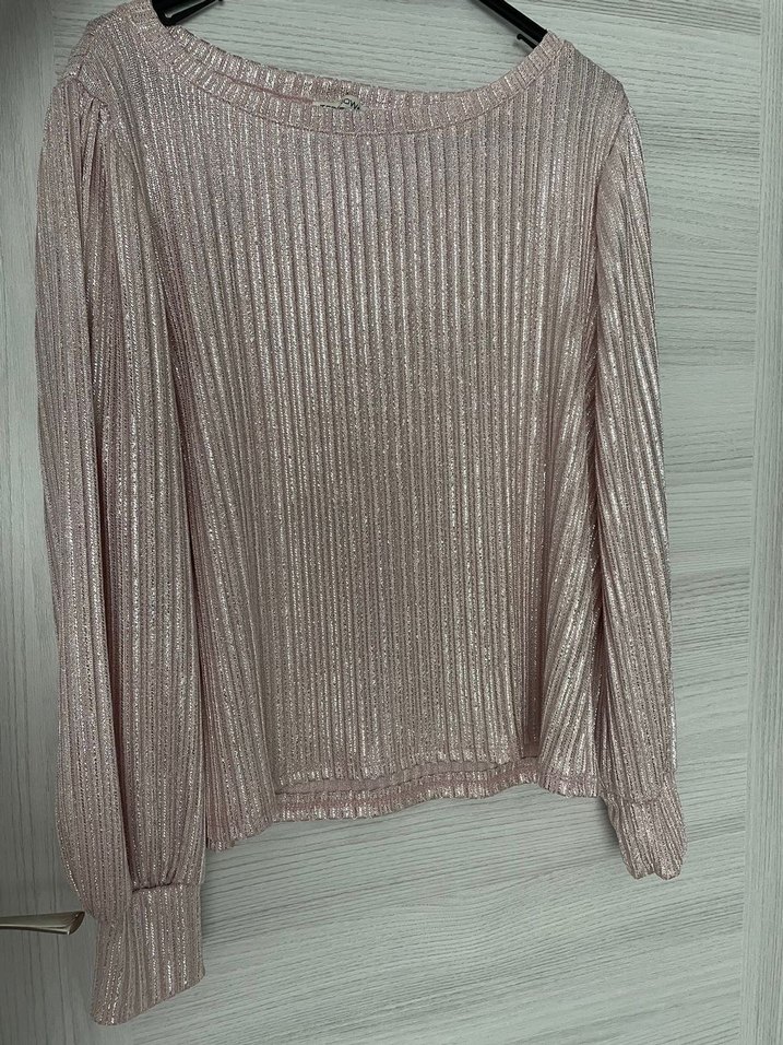 Pembe Pilili Uzun Kollu Keten Bluz - Görsel 3