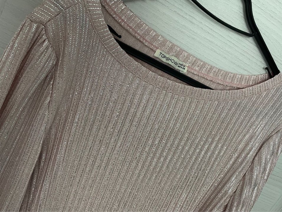 Pembe Pilili Uzun Kollu Keten Bluz - Görsel 4