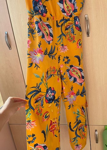Sarı Desenli Bohem Kadın Tulum - Görsel 3
