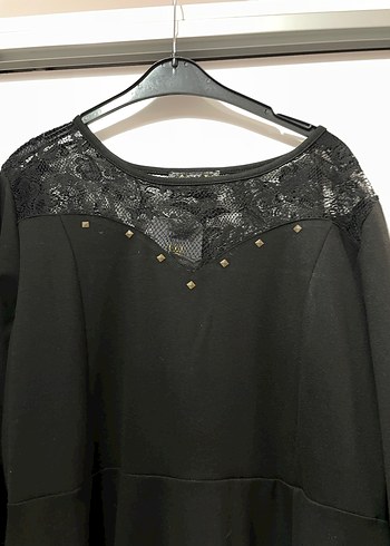 Siyah Zincir Detaylı Midi Goth Elbise - Görsel 7