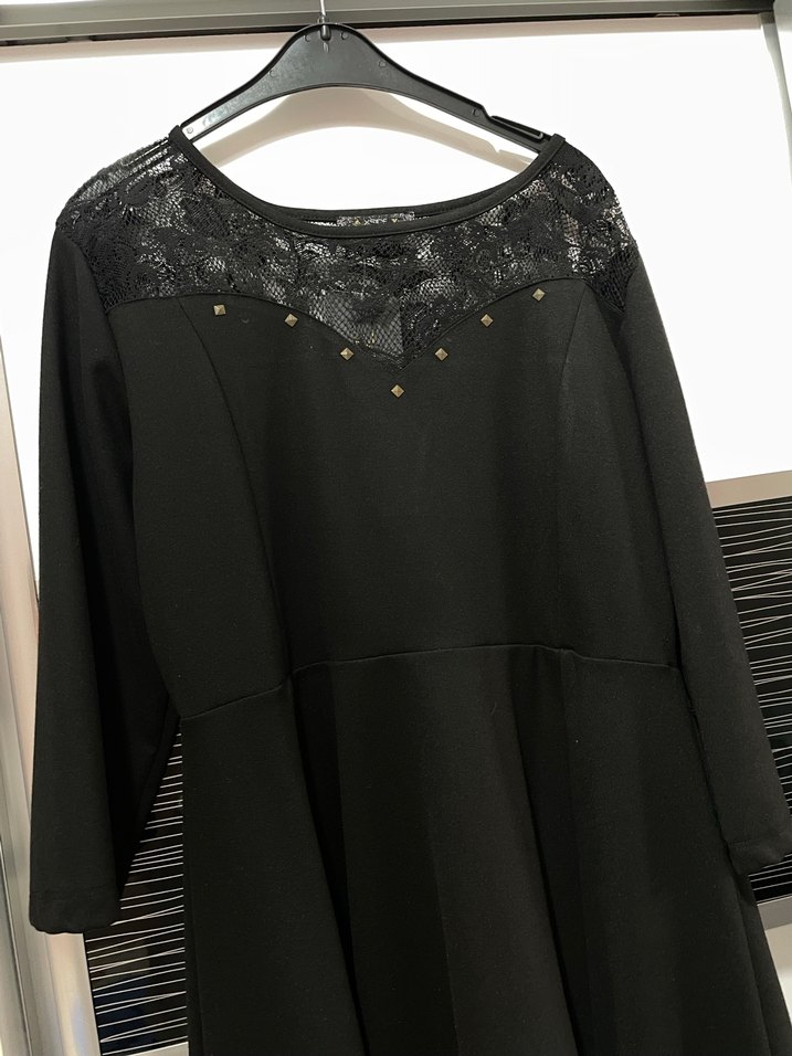 Siyah Zincir Detaylı Midi Goth Elbise - Görsel 5