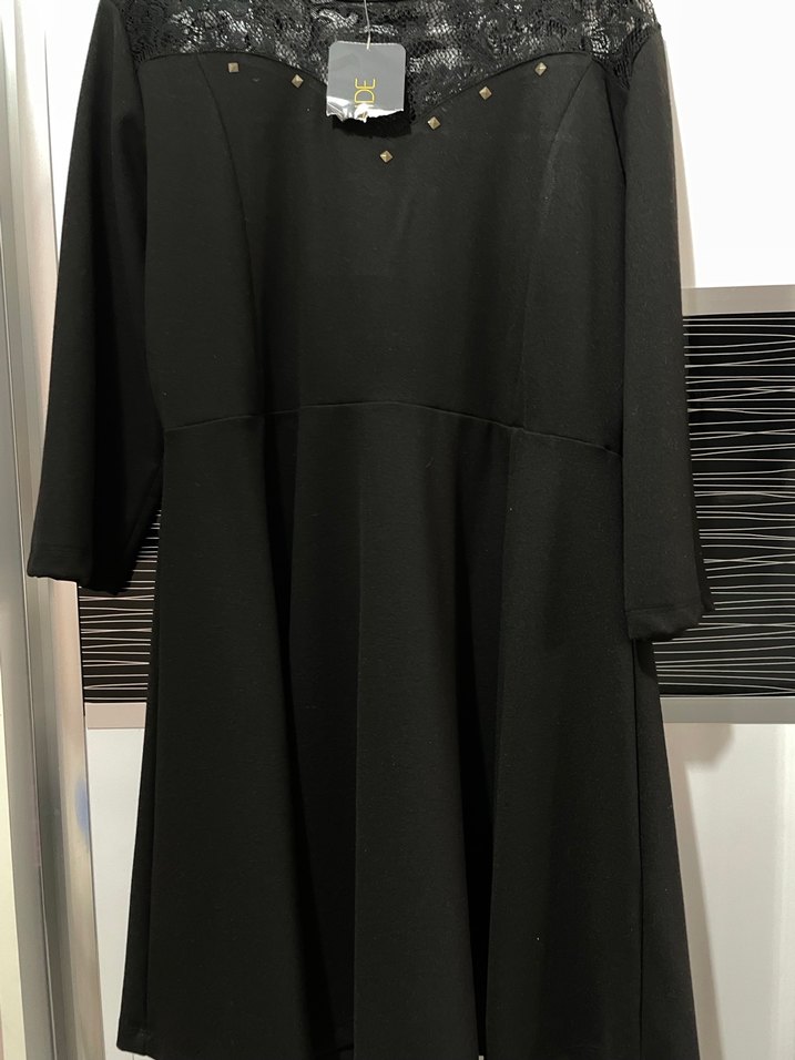 Siyah Zincir Detaylı Midi Goth Elbise - Görsel 2