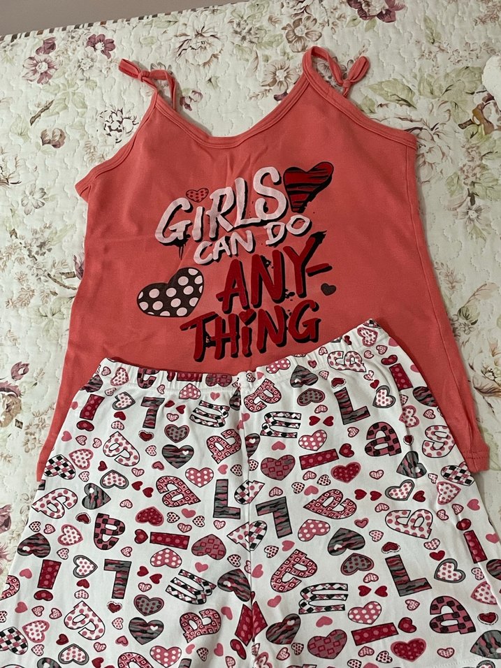 Kızlara Özel Baskılı Kısa Pijama Takımı - Görsel 2