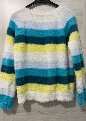 Çizgili, Uzun Kollu, Bohem Kadın Kazak - Görsel 5