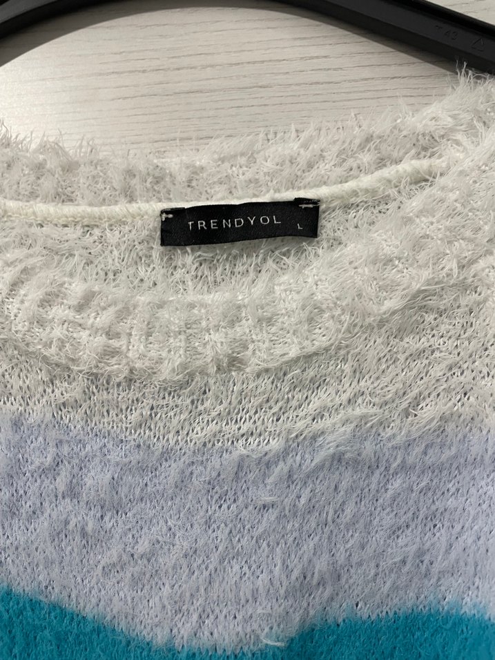 Çizgili, Uzun Kollu, Bohem Kadın Kazak - Görsel 4