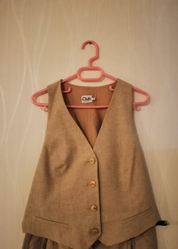 Beymen Club Bej Keten Yelekli Takım - Görsel 3