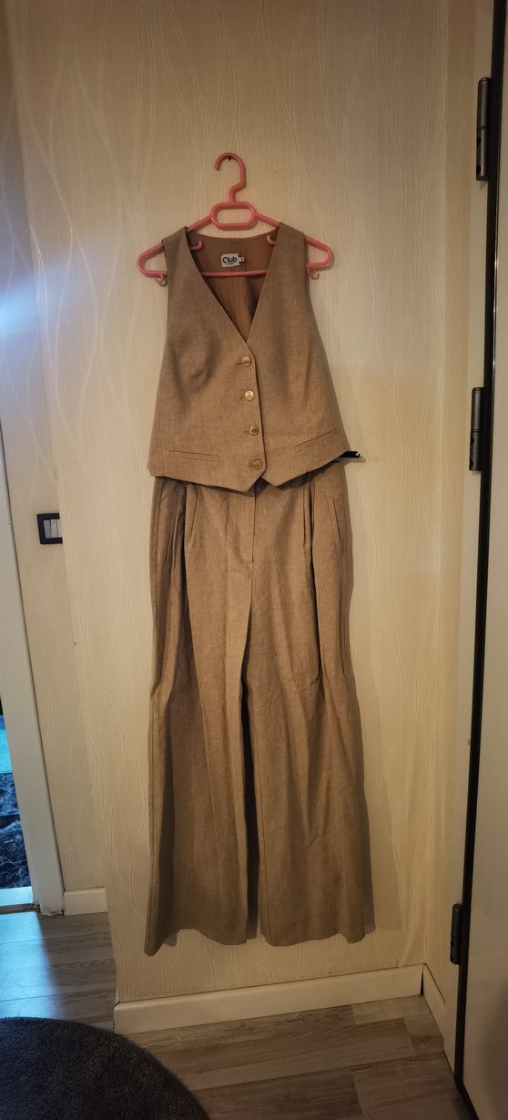 Beymen Club Bej Keten Yelekli Takım - Görsel 2